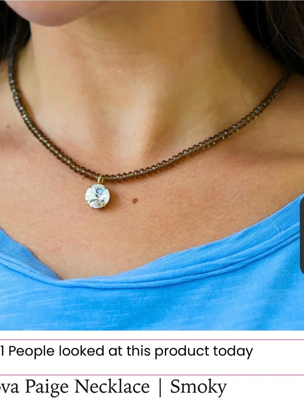 TOVA Paige Smoky Crystal Pendant Necklace - Unbranded
